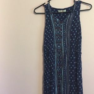 Pink Rose blue boho patterned maxi dress
